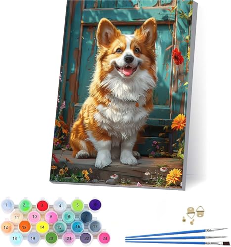 Hund Malen Nach Zahlen Erwachsene Mit Rahmen, Malen Nach Zahlen Blume, DIY Set Erwachsene Mit 3 Pinseln und Acrylfarbe Knitterfreie Leinwand, Paint by Numbers für Deko Wohnzimmer 100x135cm E-1625 Hund Malen Nach Zahlen Erwachsene Mit Rahmen, Malen Nach Zahlen Blume, DIY Set Erwachsene Mit 3 Pinseln und Acrylfarbe Knitterfreie Leinwand, Paint by Numbers für Deko Wohnzimmer 100x135cm E-1625 von KUEAJIOU