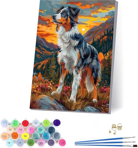 Hund Malen Nach Zahlen Erwachsene Mit Rahmen, Malen Nach Zahlen Sonnenuntergang, DIY Set Erwachsene Mit 3 Pinseln und Acrylfarbe Knitterfreie Leinwand, Deko Wohnzimmer und Wanddeko 100x135cm P-9013 Hund Malen Nach Zahlen Erwachsene Mit Rahmen, Malen Nach Zahlen Sonnenuntergang, DIY Set Erwachsene Mit 3 Pinseln und Acrylfarbe Knitterfreie Leinwand, Deko Wohnzimmer und Wanddeko 100x135cm P-9013 von KUEAJIOU