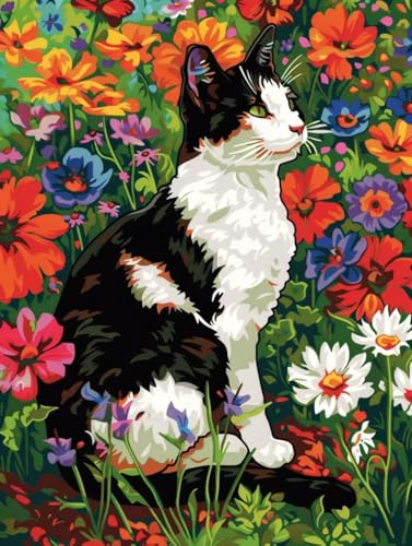 KUEAJIOU 5D Diamond Painting Katze, Blume Diamond Painting Erwachsene, DIY Vollbohrer Diamanten Malerei Stickerei Kreuzstich Set, Mosaikherstellung Kunst für Deko Wohnzimmer, Geschenke 60X80cm V-5754 KUEAJIOU 5D Diamond Painting Katze, Blume Diamond Painting Erwachsene, DIY Vollbohrer Diamanten Malerei Stickerei Kreuzstich Set, Mosaikherstellung Kunst für Deko Wohnzimmer, Geschenke 60X80cm V-5754 von KUEAJIOU
