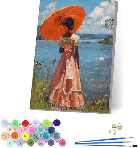 KUEAJIOU Afrikanische Frau Malen Nach Zahlen Erwachsene Mit Rahmen, Malen Nach Zahlen Landschaft, DIY Set Erwachsene Mit 3 Pinseln und Acrylfarbe, Deko Wohnzimmer, Geschenke für Frauen 40x50cm E-8136 von KUEAJIOU