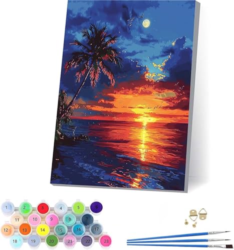 KUEAJIOU Sonnenuntergang Malen Nach Zahlen Erwachsene Mit Rahmen, Malen Nach Zahlen Landschaft, DIY Set Erwachsene Mit 3 Pinseln und Acrylfarbe Knitterfreie Leinwand, Deko Wohnzimmer 100x135cm I-3549 KUEAJIOU Sonnenuntergang Malen Nach Zahlen Erwachsene Mit Rahmen, Malen Nach Zahlen Landschaft, DIY Set Erwachsene Mit 3 Pinseln und Acrylfarbe Knitterfreie Leinwand, Deko Wohnzimmer 100x135cm I-3549 von KUEAJIOU