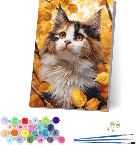 Katze Malen Nach Zahlen Erwachsene Mit Rahmen, Malen Nach Zahlen BläTter, DIY Set Erwachsene Mit 3 Pinseln und Acrylfarbe, Paint by Numbers für Deko Wohnzimmer, Geschenke für Frauen 100x135cm L-1084 Katze Malen Nach Zahlen Erwachsene Mit Rahmen, Malen Nach Zahlen BläTter, DIY Set Erwachsene Mit 3 Pinseln und Acrylfarbe, Paint by Numbers für Deko Wohnzimmer, Geschenke für Frauen 100x135cm L-1084 von KUEAJIOU