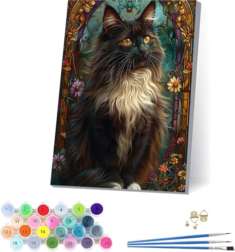 Katze Malen Nach Zahlen Erwachsene Mit Rahmen, Malen Nach Zahlen Blume, DIY Set Erwachsene Mit 3 Pinseln und Acrylfarbe, Paint by Numbers für Deko Wohnzimmer, Geschenke für Frauen 70x95cm 1-4894 Katze Malen Nach Zahlen Erwachsene Mit Rahmen, Malen Nach Zahlen Blume, DIY Set Erwachsene Mit 3 Pinseln und Acrylfarbe, Paint by Numbers für Deko Wohnzimmer, Geschenke für Frauen 70x95cm 1-4894 von KUEAJIOU
