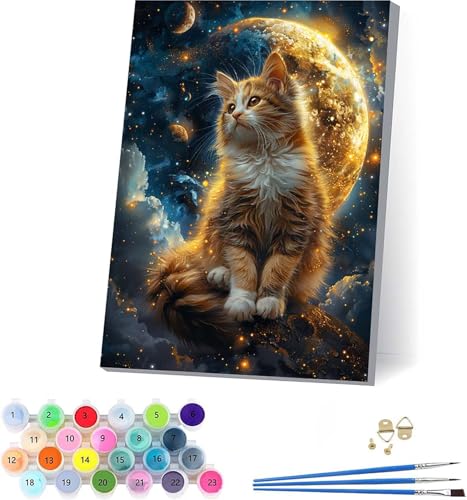 Katze Malen Nach Zahlen Erwachsene Mit Rahmen, Malen Nach Zahlen Planet, DIY Set Erwachsene Mit 3 Pinseln und Acrylfarbe, Paint by Numbers für Deko Wohnzimmer, Geschenke für Frauen 100x135cm 9-7600 Katze Malen Nach Zahlen Erwachsene Mit Rahmen, Malen Nach Zahlen Planet, DIY Set Erwachsene Mit 3 Pinseln und Acrylfarbe, Paint by Numbers für Deko Wohnzimmer, Geschenke für Frauen 100x135cm 9-7600 von KUEAJIOU
