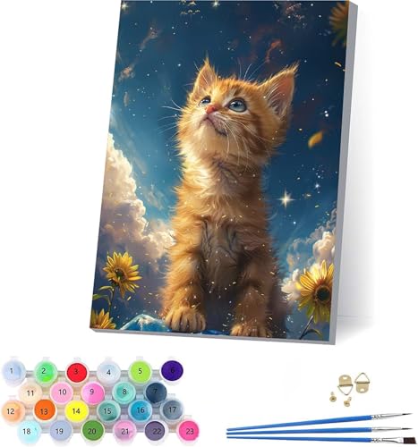 Katze Malen Nach Zahlen Erwachsene Mit Rahmen, Malen Nach Zahlen Sonnenblume, DIY Set Erwachsene Mit 3 Pinseln und Acrylfarbe Knitterfreie Leinwand, Deko Wohnzimmer und Wanddeko 100x130cm 0-5993 Katze Malen Nach Zahlen Erwachsene Mit Rahmen, Malen Nach Zahlen Sonnenblume, DIY Set Erwachsene Mit 3 Pinseln und Acrylfarbe Knitterfreie Leinwand, Deko Wohnzimmer und Wanddeko 100x130cm 0-5993 von KUEAJIOU