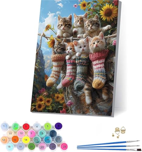 Katze Malen Nach Zahlen Erwachsene Mit Rahmen, Malen Nach Zahlen Sonnenblume, DIY Set Erwachsene Mit 3 Pinseln und Acrylfarbe Knitterfreie Leinwand, Deko Wohnzimmer und Wanddeko 100x130cm 4-6597 Katze Malen Nach Zahlen Erwachsene Mit Rahmen, Malen Nach Zahlen Sonnenblume, DIY Set Erwachsene Mit 3 Pinseln und Acrylfarbe Knitterfreie Leinwand, Deko Wohnzimmer und Wanddeko 100x130cm 4-6597 von KUEAJIOU