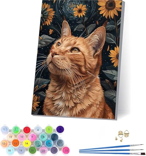 Katze Malen Nach Zahlen Erwachsene Mit Rahmen, Malen Nach Zahlen Sonnenblume, DIY Set Erwachsene Mit 3 Pinseln und Acrylfarbe Knitterfreie Leinwand, Deko Wohnzimmer und Wanddeko 100x135cm J-8596 Katze Malen Nach Zahlen Erwachsene Mit Rahmen, Malen Nach Zahlen Sonnenblume, DIY Set Erwachsene Mit 3 Pinseln und Acrylfarbe Knitterfreie Leinwand, Deko Wohnzimmer und Wanddeko 100x135cm J-8596 von KUEAJIOU