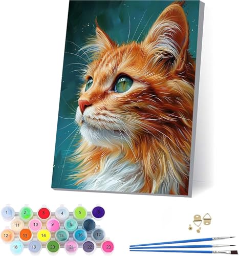 Katze Malen Nach Zahlen Erwachsene Mit Rahmen, Malen Nach Zahlen Tier, DIY Set Erwachsene Mit 3 Pinseln und Acrylfarbe Knitterfreie Leinwand, Paint by Numbers für Deko Wohnzimmer 100x135cm 1-2190 Katze Malen Nach Zahlen Erwachsene Mit Rahmen, Malen Nach Zahlen Tier, DIY Set Erwachsene Mit 3 Pinseln und Acrylfarbe Knitterfreie Leinwand, Paint by Numbers für Deko Wohnzimmer 100x135cm 1-2190 von KUEAJIOU