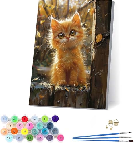 Katze Malen Nach Zahlen Erwachsene Mit Rahmen, Malen Nach Zahlen Tier, DIY Set Erwachsene Mit 3 Pinseln und Acrylfarbe Knitterfreie Leinwand, Paint by Numbers für Deko Wohnzimmer 70x95cm S-1446 Katze Malen Nach Zahlen Erwachsene Mit Rahmen, Malen Nach Zahlen Tier, DIY Set Erwachsene Mit 3 Pinseln und Acrylfarbe Knitterfreie Leinwand, Paint by Numbers für Deko Wohnzimmer 70x95cm S-1446 von KUEAJIOU