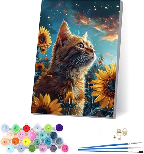 Katze Malen Nach Zahlen Erwachsene Mit Rahmen, Malen Nach Zahlen Wolke, DIY Set Erwachsene Mit 3 Pinseln und Acrylfarbe Knitterfreie Leinwand, Paint by Numbers für Deko Wohnzimmer 100x130cm 6-2766 Katze Malen Nach Zahlen Erwachsene Mit Rahmen, Malen Nach Zahlen Wolke, DIY Set Erwachsene Mit 3 Pinseln und Acrylfarbe Knitterfreie Leinwand, Paint by Numbers für Deko Wohnzimmer 100x130cm 6-2766 von KUEAJIOU