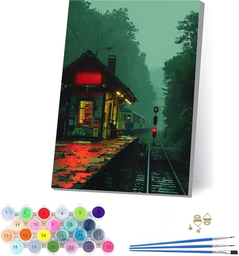 Landschaft Malen Nach Zahlen Erwachsene Mit Rahmen, Malen Nach Zahlen Baum, DIY Set Erwachsene Mit 3 Pinseln und Acrylfarbe, Paint by Numbers für Deko Wohnzimmer, Geschenke für Frauen 70x95cm M-7134 von KUEAJIOU
