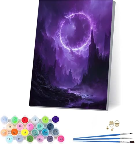 Landschaft Malen Nach Zahlen Erwachsene Mit Rahmen, Malen Nach Zahlen Rivers, DIY Set Erwachsene Mit 3 Pinseln und Acrylfarbe, Paint by Numbers für Deko Wohnzimmer, Geschenke für Frauen 70x95cm 8-8142 von KUEAJIOU
