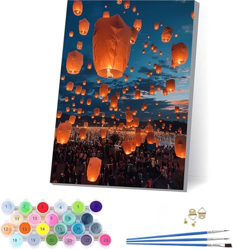 Landschaft Malen Nach Zahlen Erwachsene Mit Rahmen, Malen Nach Zahlen Wolke, DIY Set Erwachsene Mit 3 Pinseln und Acrylfarbe Knitterfreie Leinwand, Deko Wohnzimmer und Wanddeko 100x135cm N-5877 von KUEAJIOU