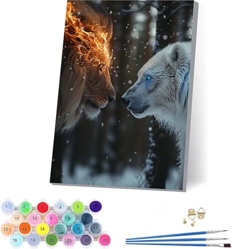 LöWe Malen Nach Zahlen Erwachsene Mit Rahmen, Malen Nach Zahlen Flamme, DIY Set Erwachsene Mit 3 Pinseln und Acrylfarbe, Paint by Numbers für Deko Wohnzimmer, Geschenke für Frauen 40x50cm 0-5767 LöWe Malen Nach Zahlen Erwachsene Mit Rahmen, Malen Nach Zahlen Flamme, DIY Set Erwachsene Mit 3 Pinseln und Acrylfarbe, Paint by Numbers für Deko Wohnzimmer, Geschenke für Frauen 40x50cm 0-5767 von KUEAJIOU