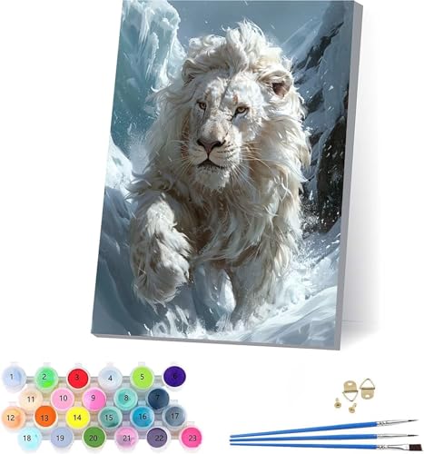 LöWe Malen Nach Zahlen Erwachsene Mit Rahmen, Malen Nach Zahlen Schneeszene, DIY Set Erwachsene Mit 3 Pinseln und Acrylfarbe, Paint by Numbers für Deko Wohnzimmer, Geschenke für Frauen 40x50cm 3-3692 von KUEAJIOU