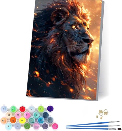 LöWe Malen Nach Zahlen Erwachsene Mit Rahmen, Malen Nach Zahlen Tier, DIY Set Erwachsene Mit 3 Pinseln und Acrylfarbe, Paint by Numbers für Deko Wohnzimmer, Geschenke für Frauen 40x50cm Q-2185 LöWe Malen Nach Zahlen Erwachsene Mit Rahmen, Malen Nach Zahlen Tier, DIY Set Erwachsene Mit 3 Pinseln und Acrylfarbe, Paint by Numbers für Deko Wohnzimmer, Geschenke für Frauen 40x50cm Q-2185 von KUEAJIOU