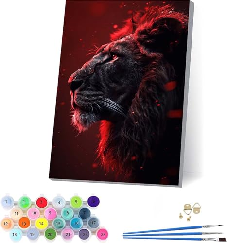 LöWe Malen Nach Zahlen Erwachsene Mit Rahmen, Malen Nach Zahlen Tier, DIY Set Erwachsene Mit 3 Pinseln und Acrylfarbe, Paint by Numbers für Deko Wohnzimmer, Geschenke für Frauen 70x95cm 2-9279 von KUEAJIOU