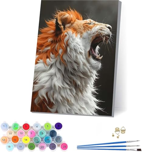 LöWe Malen Nach Zahlen Erwachsene Mit Rahmen, Malen Nach Zahlen Tier, DIY Set Erwachsene Mit 3 Pinseln und Acrylfarbe, Paint by Numbers für Deko Wohnzimmer, Geschenke für Frauen 70x95cm 4-9508 von KUEAJIOU