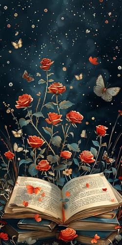 Malen Nach Zahlen Erwachsene Blume, Malen Nach Zahlen Buch, Paint by Numbers mit Pinseln und Acrylfarben, DIY Handgemalt Ölgemälde Kit für Deko Wohnzimmer und Wohnzimmer Deko Geschenke 30x60cm 7-9960 von KUEAJIOU