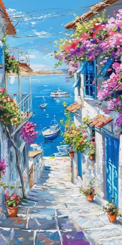 Malen Nach Zahlen Erwachsene Blume Malen Nach Zahlen Kits Landschaft, DIY Set Erwachsene Paint by Numbers mit Pinseln und Acrylfarben, DIY Handgemalt Ölgemälde Kit für Deko Wohnzimmer 30x60cm 2-5166 von KUEAJIOU
