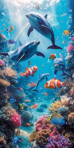 Malen Nach Zahlen Erwachsene Delphin, Malen Nach Zahlen Fisch, Paint by Numbers mit Pinseln und Acrylfarben, DIY Handgemalt Ölgemälde Kit für Deko Wohnzimmer und Wohnzimmer Deko 80x160cm C-1244 Malen Nach Zahlen Erwachsene Delphin, Malen Nach Zahlen Fisch, Paint by Numbers mit Pinseln und Acrylfarben, DIY Handgemalt Ölgemälde Kit für Deko Wohnzimmer und Wohnzimmer Deko 80x160cm C-1244 von KUEAJIOU