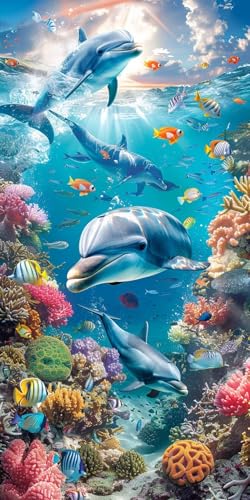 Malen Nach Zahlen Erwachsene Delphin, Malen Nach Zahlen Unterwasserlebewesen, Paint by Numbers mit Pinseln, DIY Handgemalt Ölgemälde Kit für Deko Wohnzimmer Geschenke und Wohnzimmer Deko 40x80cm 2-533 Malen Nach Zahlen Erwachsene Delphin, Malen Nach Zahlen Unterwasserlebewesen, Paint by Numbers mit Pinseln, DIY Handgemalt Ölgemälde Kit für Deko Wohnzimmer Geschenke und Wohnzimmer Deko 40x80cm 2-533 von KUEAJIOU