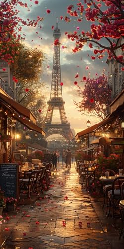 Malen Nach Zahlen Erwachsene Eiffelturm, Malen Nach Zahlen Landschaft, Paint by Numbers mit Pinseln, DIY Handgemalt Ölgemälde Kit für Deko Wohnzimmer Geschenke und Wohnzimmer Deko 50x100cm Q-6849 von KUEAJIOU