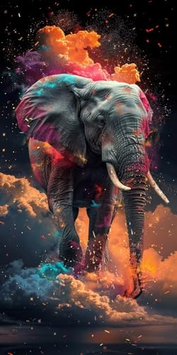 Malen Nach Zahlen Erwachsene Elefant Malen Nach Zahlen Kits Tier, DIY Set Erwachsene Paint by Numbers mit Pinseln und Acrylfarben, DIY Handgemalt Ölgemälde Kit für Deko Wohnzimmer 40x70cm 4-4283 von KUEAJIOU