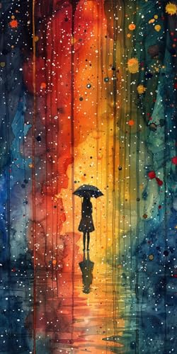 Malen Nach Zahlen Erwachsene Frau, Malen Nach Zahlen Regenschirm, Paint by Numbers mit Pinseln und Acrylfarben, DIY Handgemalt Ölgemälde Kit für Deko Wohnzimmer und Wohnzimmer Deko 70x140cm J-3857 von KUEAJIOU
