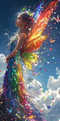 Malen Nach Zahlen Erwachsene Frau Malen Nach Zahlen Kits Schmetterling, DIY Set Erwachsene Paint by Numbers mit Pinseln und Acrylfarben, DIY Handgemalt Ölgemälde Kit für Deko Wohnzimmer 30x60cm 1-6545 von KUEAJIOU