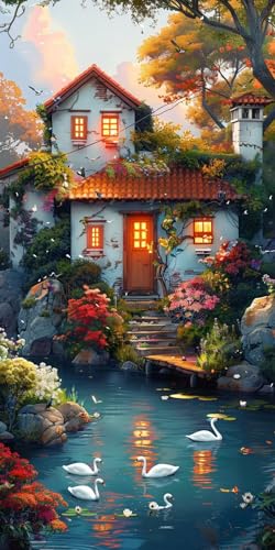 Malen Nach Zahlen Erwachsene HäUser Malen Nach Zahlen Kits Gans, DIY Set Erwachsene Paint by Numbers mit Pinseln und Acrylfarben, DIY Handgemalt Ölgemälde Kit für Deko Wohnzimmer 70x140cm P-7862 Malen Nach Zahlen Erwachsene HäUser Malen Nach Zahlen Kits Gans, DIY Set Erwachsene Paint by Numbers mit Pinseln und Acrylfarben, DIY Handgemalt Ölgemälde Kit für Deko Wohnzimmer 70x140cm P-7862 von KUEAJIOU
