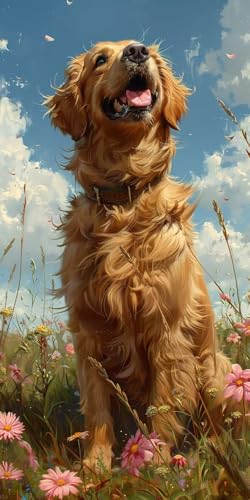 Malen Nach Zahlen Erwachsene Hund, Malen Nach Zahlen Tier, Paint by Numbers mit Pinseln und Acrylfarben, DIY Handgemalt Ölgemälde Kit für Deko Wohnzimmer und Wohnzimmer Deko Geschenke 35x70cm 8-3951 von KUEAJIOU