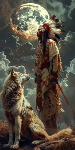 Malen Nach Zahlen Erwachsene Indianer, Malen Nach Zahlen Wolf, Paint by Numbers mit Pinseln und Acrylfarben, DIY Handgemalt Ölgemälde Kit für Deko Wohnzimmer und Wohnzimmer Deko 30x60cm L-1513 Malen Nach Zahlen Erwachsene Indianer, Malen Nach Zahlen Wolf, Paint by Numbers mit Pinseln und Acrylfarben, DIY Handgemalt Ölgemälde Kit für Deko Wohnzimmer und Wohnzimmer Deko 30x60cm L-1513 von KUEAJIOU