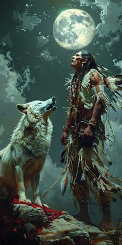 Malen Nach Zahlen Erwachsene Indianer Malen Nach Zahlen Kits Mond, DIY Set Erwachsene Paint by Numbers mit Pinseln und Acrylfarben, DIY Handgemalt Ölgemälde Kit für Deko Wohnzimmer 70x140cm 8-9717 Malen Nach Zahlen Erwachsene Indianer Malen Nach Zahlen Kits Mond, DIY Set Erwachsene Paint by Numbers mit Pinseln und Acrylfarben, DIY Handgemalt Ölgemälde Kit für Deko Wohnzimmer 70x140cm 8-9717 von KUEAJIOU
