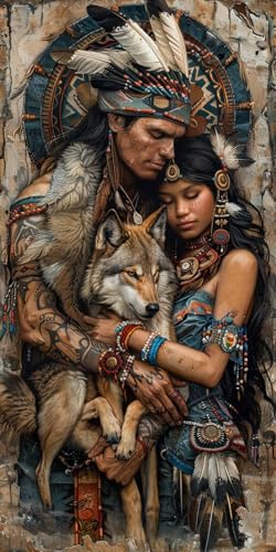 Malen Nach Zahlen Erwachsene Indianer Malen Nach Zahlen Kits Wolf, DIY Set Erwachsene Paint by Numbers mit Pinseln und Acrylfarben, DIY Handgemalt Ölgemälde Kit für Deko Wohnzimmer 50x100cm 4-4015 Malen Nach Zahlen Erwachsene Indianer Malen Nach Zahlen Kits Wolf, DIY Set Erwachsene Paint by Numbers mit Pinseln und Acrylfarben, DIY Handgemalt Ölgemälde Kit für Deko Wohnzimmer 50x100cm 4-4015 von KUEAJIOU