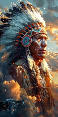 Malen Nach Zahlen Erwachsene Indianer Malen Nach Zahlen Kits Wolf, DIY Set Erwachsene Paint by Numbers mit Pinseln und Acrylfarben, DIY Handgemalt Ölgemälde Kit für Deko Wohnzimmer 80x160cm 8-4783 Malen Nach Zahlen Erwachsene Indianer Malen Nach Zahlen Kits Wolf, DIY Set Erwachsene Paint by Numbers mit Pinseln und Acrylfarben, DIY Handgemalt Ölgemälde Kit für Deko Wohnzimmer 80x160cm 8-4783 von KUEAJIOU