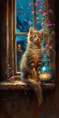 Malen Nach Zahlen Erwachsene Katze Malen Nach Zahlen Kits Blume, DIY Set Erwachsene Paint by Numbers mit Pinseln und Acrylfarben, DIY Handgemalt Ölgemälde Kit für Deko Wohnzimmer 100x200cm P-4036 Malen Nach Zahlen Erwachsene Katze Malen Nach Zahlen Kits Blume, DIY Set Erwachsene Paint by Numbers mit Pinseln und Acrylfarben, DIY Handgemalt Ölgemälde Kit für Deko Wohnzimmer 100x200cm P-4036 von KUEAJIOU