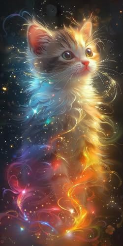 Malen Nach Zahlen Erwachsene Katze Malen Nach Zahlen Kits Niedlich, DIY Set Erwachsene Paint by Numbers mit Pinseln und Acrylfarben, DIY Handgemalt Ölgemälde Kit für Deko Wohnzimmer 40x85cm 3-9207 von KUEAJIOU