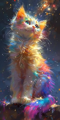 Malen Nach Zahlen Erwachsene Katze Malen Nach Zahlen Kits Tier, DIY Set Erwachsene Paint by Numbers mit Pinseln und Acrylfarben, DIY Handgemalt Ölgemälde Kit für Deko Wohnzimmer 30x60cm H-4181 von KUEAJIOU