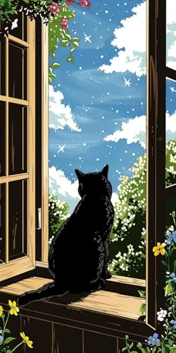 Malen Nach Zahlen Erwachsene Katze Malen Nach Zahlen Kits Tier, DIY Set Erwachsene Paint by Numbers mit Pinseln und Acrylfarben, DIY Handgemalt Ölgemälde Kit für Deko Wohnzimmer 60x120cm 8-7091 von KUEAJIOU