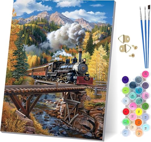 Malen Nach Zahlen Erwachsene Landschaft Malen Nach Zahlen, DIY Set Erwachsene Auto, Paint by Numbers Kits mit 3 Pinseln und Pigment, für Deko Wohnzimmer und Wanddeko Geschenke 100x130cm C-8122 von KUEAJIOU