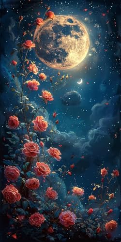 Malen Nach Zahlen Erwachsene Mond, Malen Nach Zahlen Blume, Paint by Numbers mit Pinseln und Acrylfarben, DIY Handgemalt Ölgemälde Kit für Deko Wohnzimmer Geschenke und Wohnzimmer Deko 100x200cm 5-520 Malen Nach Zahlen Erwachsene Mond, Malen Nach Zahlen Blume, Paint by Numbers mit Pinseln und Acrylfarben, DIY Handgemalt Ölgemälde Kit für Deko Wohnzimmer Geschenke und Wohnzimmer Deko 100x200cm 5-520 von KUEAJIOU