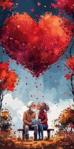 Malen Nach Zahlen Erwachsene Paar Malen Nach Zahlen Kits Romantisch, DIY Set Erwachsene Paint by Numbers mit Pinseln und Acrylfarben, DIY Handgemalt Ölgemälde Kit für Deko Wohnzimmer 80x160cm 6-9929 von KUEAJIOU