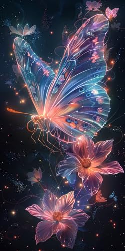 Malen Nach Zahlen Erwachsene Schmetterling, Malen Nach Zahlen Blume, Paint by Numbers mit Pinseln und Acrylfarben, DIY Handgemalt Ölgemälde Kit für Deko Wohnzimmer und Wohnzimmer Deko 30x60cm 3-9452 von KUEAJIOU