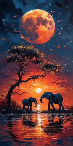 Malen Nach Zahlen Erwachsene Sonnenuntergang, Malen Nach Zahlen Elefant, Paint by Numbers mit Pinseln, DIY Handgemalt Ölgemälde Kit für Deko Wohnzimmer Geschenke und Wohnzimmer Deko 30x60cm 0-4922 Malen Nach Zahlen Erwachsene Sonnenuntergang, Malen Nach Zahlen Elefant, Paint by Numbers mit Pinseln, DIY Handgemalt Ölgemälde Kit für Deko Wohnzimmer Geschenke und Wohnzimmer Deko 30x60cm 0-4922 von KUEAJIOU
