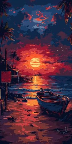 Malen Nach Zahlen Erwachsene Sonnenuntergang, Malen Nach Zahlen Landschaft, Paint by Numbers mit Pinseln, DIY Handgemalt Ölgemälde Kit für Deko Wohnzimmer Geschenke und Wohnzimmer Deko 100x200cm 9-281 von KUEAJIOU