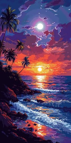 Malen Nach Zahlen Erwachsene Sonnenuntergang, Malen Nach Zahlen Landschaft, Paint by Numbers mit Pinseln, DIY Handgemalt Ölgemälde Kit für Deko Wohnzimmer Geschenke und Wohnzimmer Deko 40x70cm V-3443 Malen Nach Zahlen Erwachsene Sonnenuntergang, Malen Nach Zahlen Landschaft, Paint by Numbers mit Pinseln, DIY Handgemalt Ölgemälde Kit für Deko Wohnzimmer Geschenke und Wohnzimmer Deko 40x70cm V-3443 von KUEAJIOU