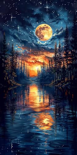 Malen Nach Zahlen Erwachsene Sonnenuntergang, Malen Nach Zahlen Landschaft, Paint by Numbers mit Pinseln, DIY Handgemalt Ölgemälde Kit für Deko Wohnzimmer Geschenke und Wohnzimmer Deko 40x80cm O-8942 von KUEAJIOU