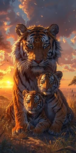 Malen Nach Zahlen Erwachsene Sonnenuntergang, Malen Nach Zahlen Tiger, Paint by Numbers mit Pinseln, DIY Handgemalt Ölgemälde Kit für Deko Wohnzimmer Geschenke und Wohnzimmer Deko 60x120cm S-7702 Malen Nach Zahlen Erwachsene Sonnenuntergang, Malen Nach Zahlen Tiger, Paint by Numbers mit Pinseln, DIY Handgemalt Ölgemälde Kit für Deko Wohnzimmer Geschenke und Wohnzimmer Deko 60x120cm S-7702 von KUEAJIOU