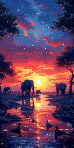 Malen Nach Zahlen Erwachsene Sonnenuntergang Malen Nach Zahlen Kits Elefant, DIY Set Erwachsene Paint by Numbers mit Pinseln, DIY Handgemalt Ölgemälde Kit für Deko Wohnzimmer Geschenke 40x80cm C-3613 Malen Nach Zahlen Erwachsene Sonnenuntergang Malen Nach Zahlen Kits Elefant, DIY Set Erwachsene Paint by Numbers mit Pinseln, DIY Handgemalt Ölgemälde Kit für Deko Wohnzimmer Geschenke 40x80cm C-3613 von KUEAJIOU